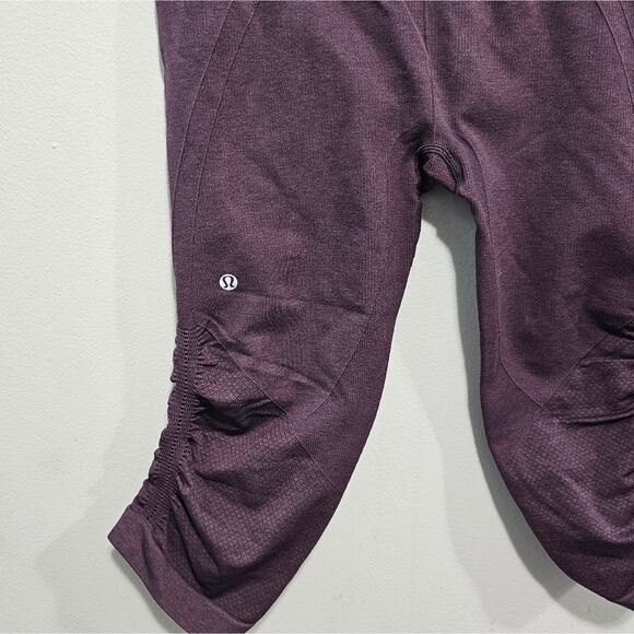 Lululemon In The Flow Crop II Heathered Bordeaux Drama Leggings Size 10 - Picture 6 of 8
